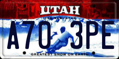 UT license plate A703PE