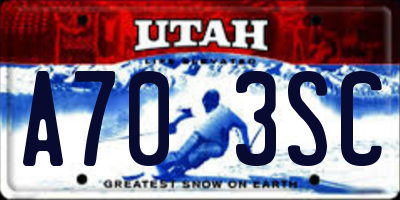 UT license plate A703SC