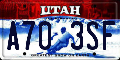 UT license plate A703SF