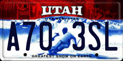 UT license plate A703SL