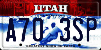 UT license plate A703SP