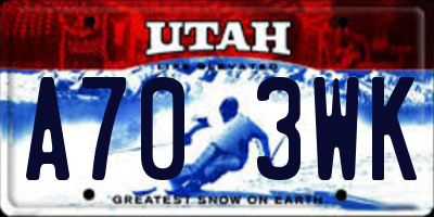 UT license plate A703WK