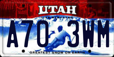 UT license plate A703WM