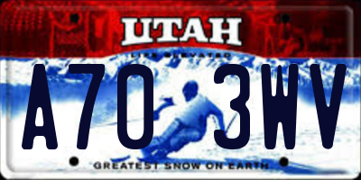 UT license plate A703WV