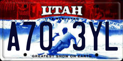 UT license plate A703YL