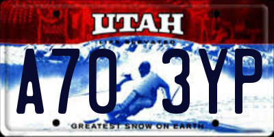 UT license plate A703YP