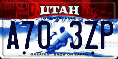 UT license plate A703ZP