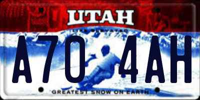 UT license plate A704AH