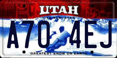 UT license plate A704EJ