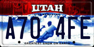 UT license plate A704FE