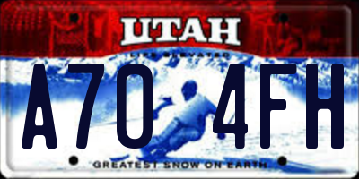 UT license plate A704FH