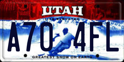 UT license plate A704FL