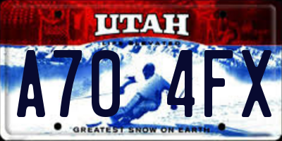 UT license plate A704FX