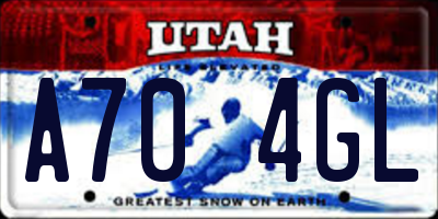UT license plate A704GL