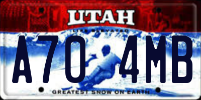 UT license plate A704MB