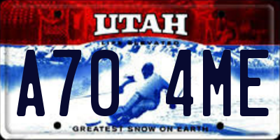 UT license plate A704ME