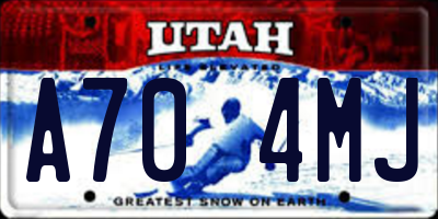 UT license plate A704MJ