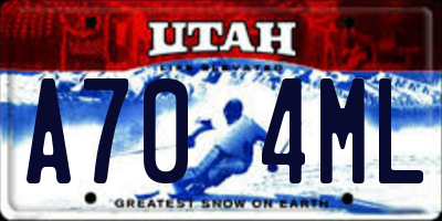 UT license plate A704ML