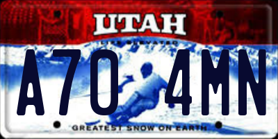 UT license plate A704MN