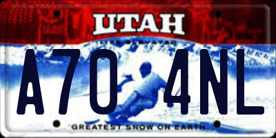 UT license plate A704NL