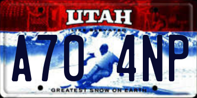 UT license plate A704NP