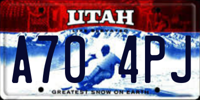 UT license plate A704PJ