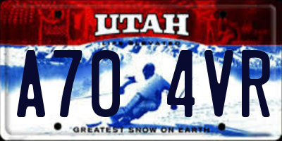 UT license plate A704VR