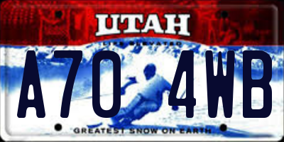 UT license plate A704WB