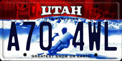 UT license plate A704WL