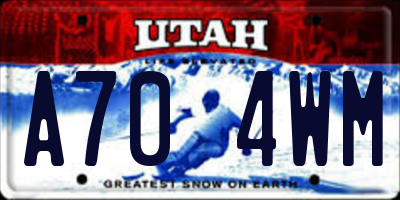 UT license plate A704WM