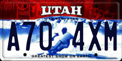 UT license plate A704XM