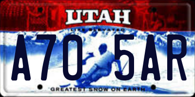 UT license plate A705AR