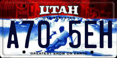 UT license plate A705EH