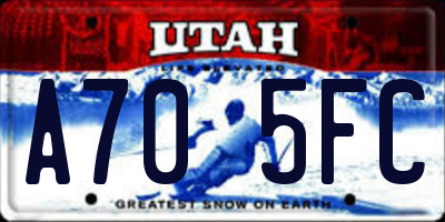 UT license plate A705FC