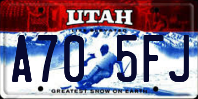 UT license plate A705FJ