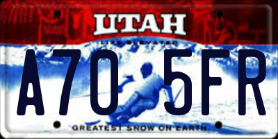 UT license plate A705FR