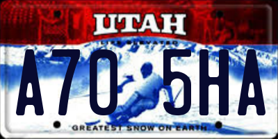 UT license plate A705HA