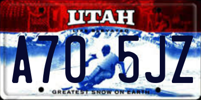 UT license plate A705JZ