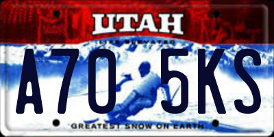 UT license plate A705KS