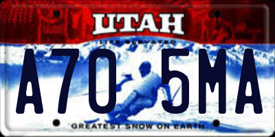 UT license plate A705MA