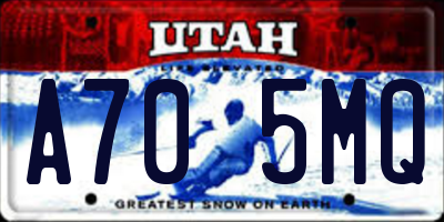UT license plate A705MQ