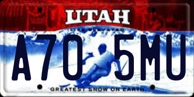 UT license plate A705MU