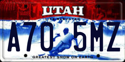 UT license plate A705MZ