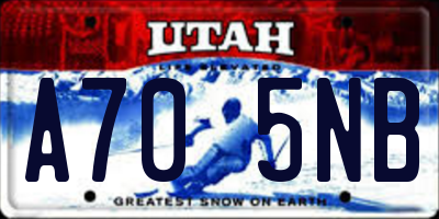 UT license plate A705NB