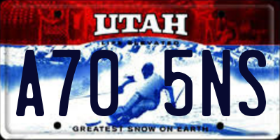 UT license plate A705NS