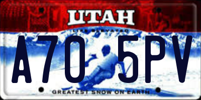 UT license plate A705PV