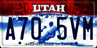 UT license plate A705VM