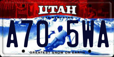 UT license plate A705WA