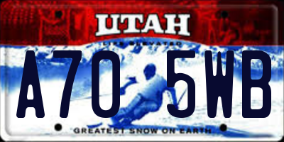 UT license plate A705WB