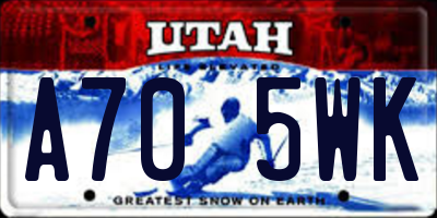 UT license plate A705WK